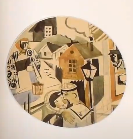 Эскиз тарелки "Моряк и девушка. Прощание"