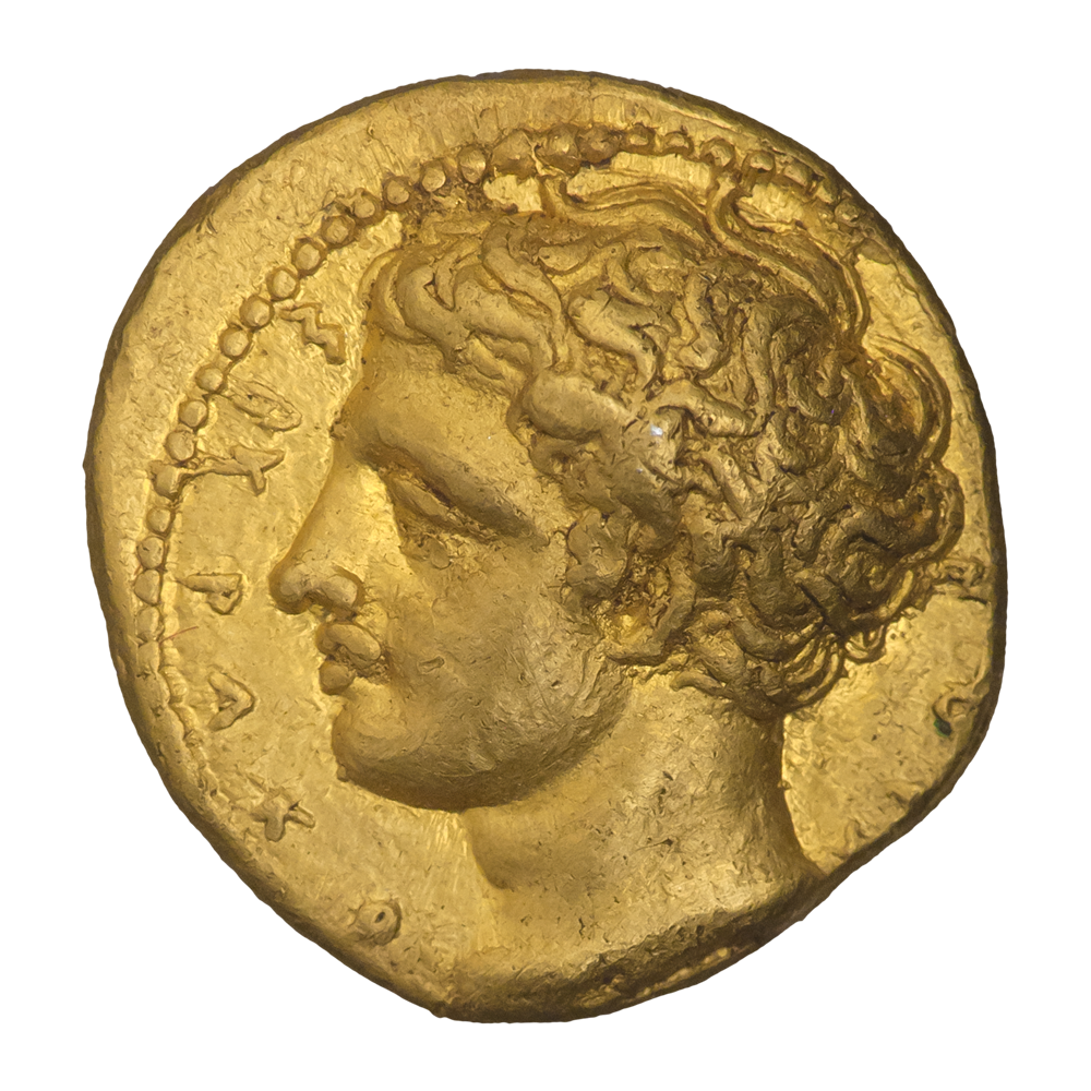 Сицилия. Сиракузы. Вторая демократия. Дионисий I (405—395 гг. до н. э.). Золотой тетробол (50 литр)