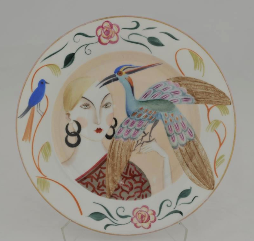 Plate "Girl with a peacock"