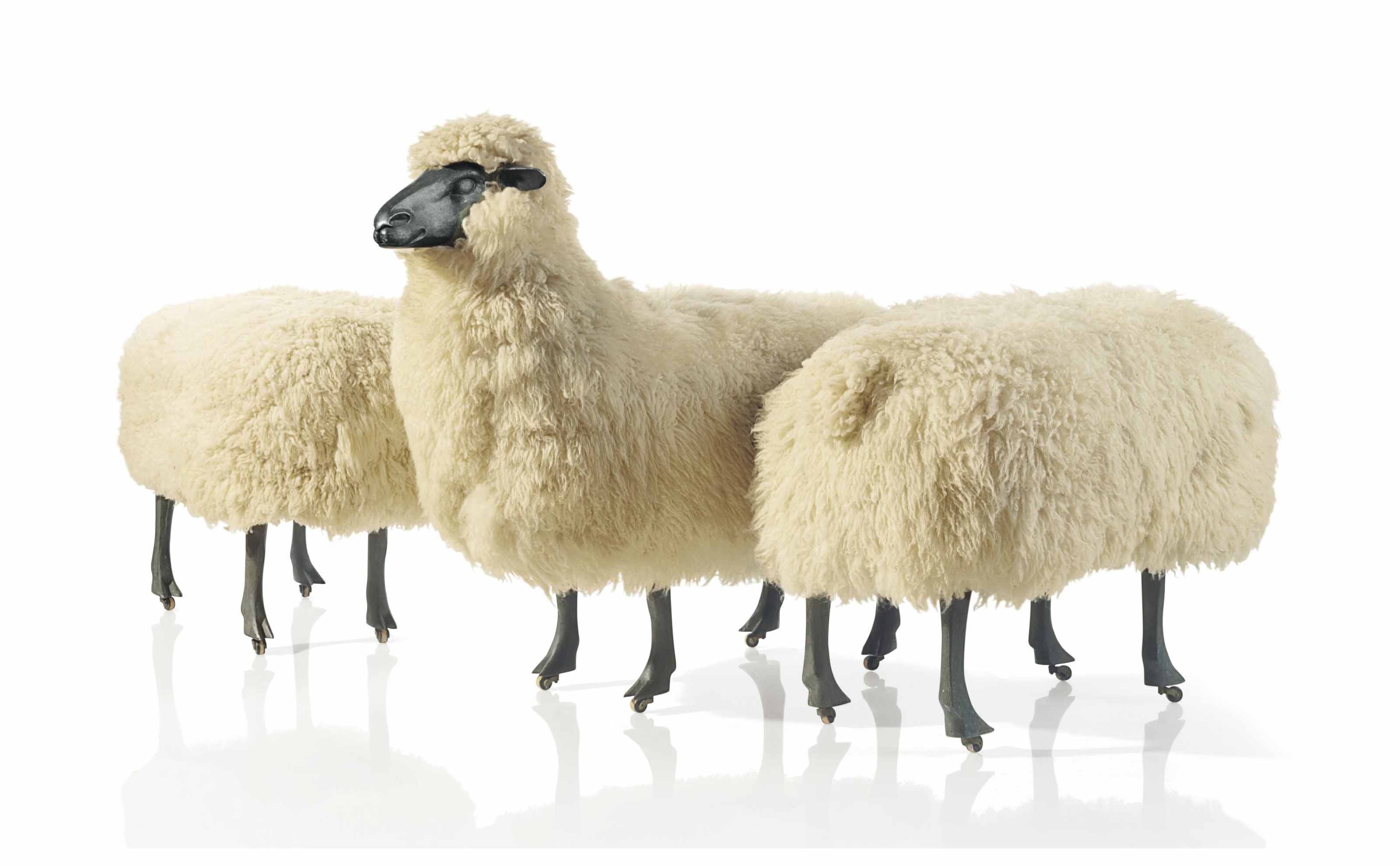 A sheep and ottoman