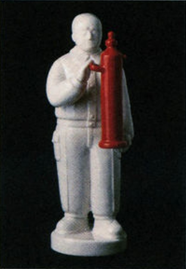 Man with a fire extinguisher