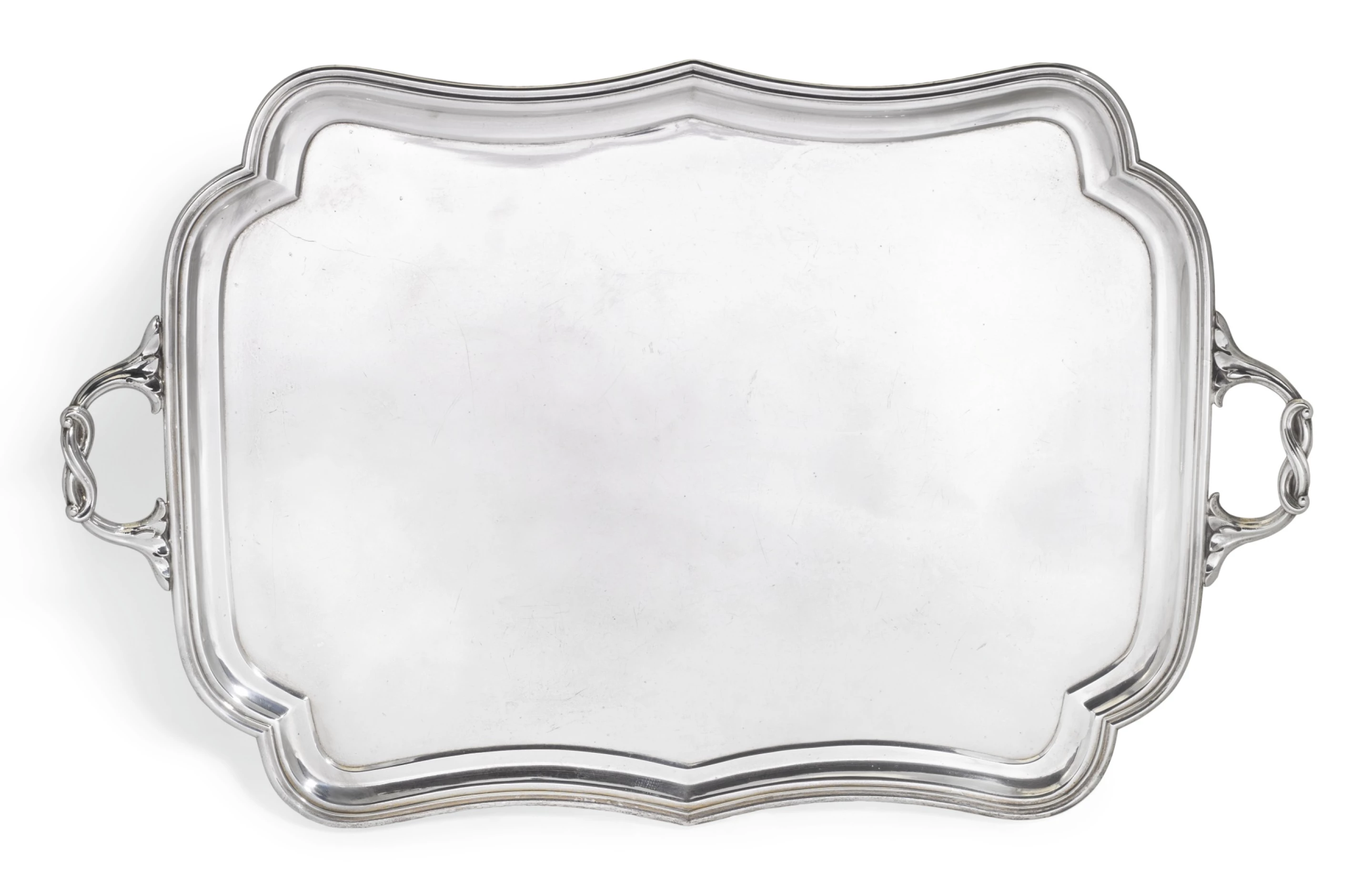 A large silver tray
