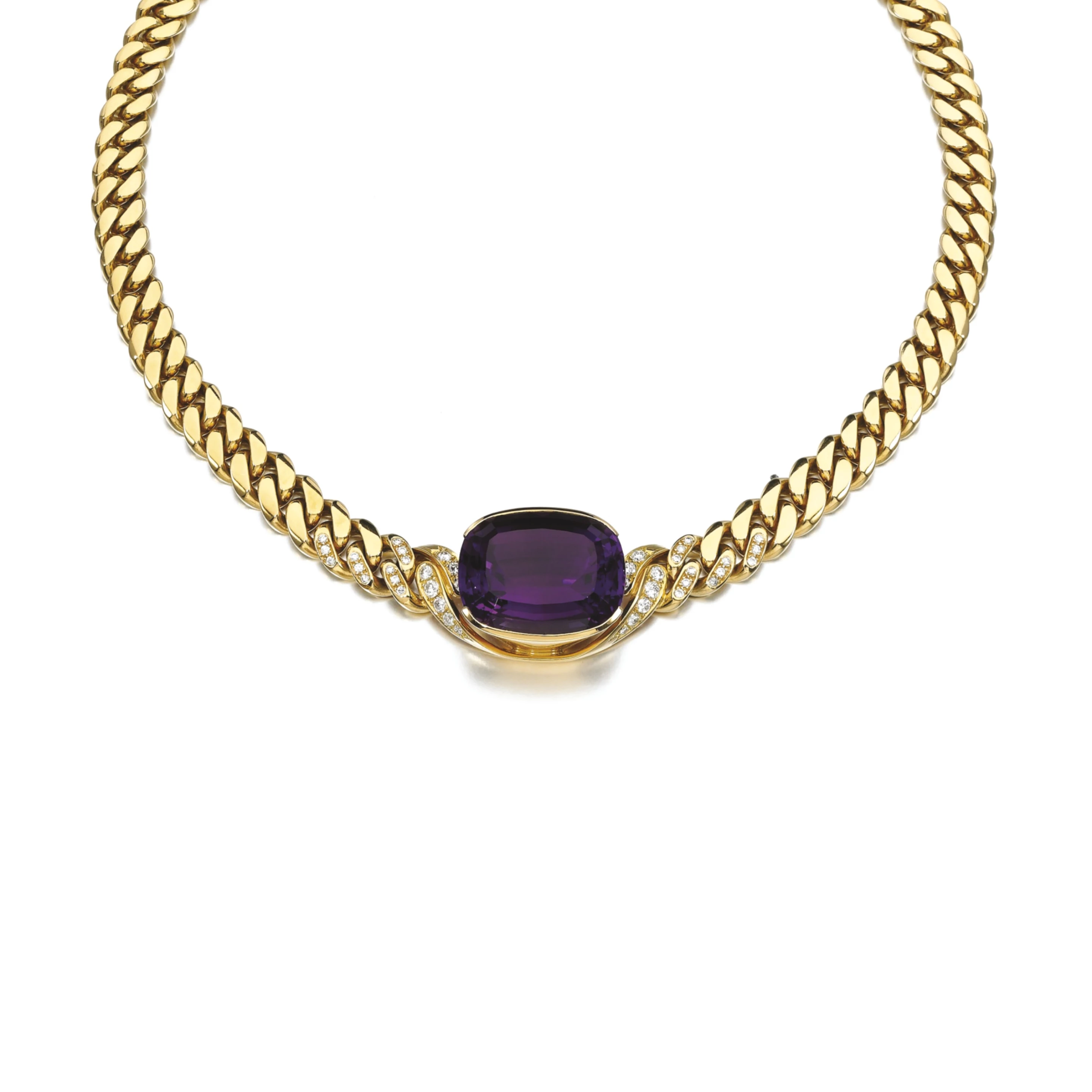 Amethyst and diamond necklace